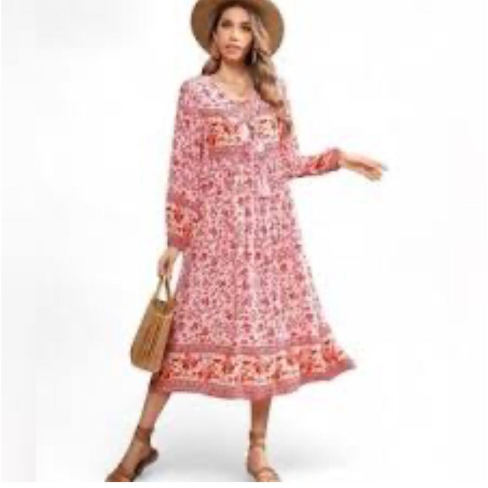 R.Vivimos bohemian style dress. Sz L - Picture 2 of 3